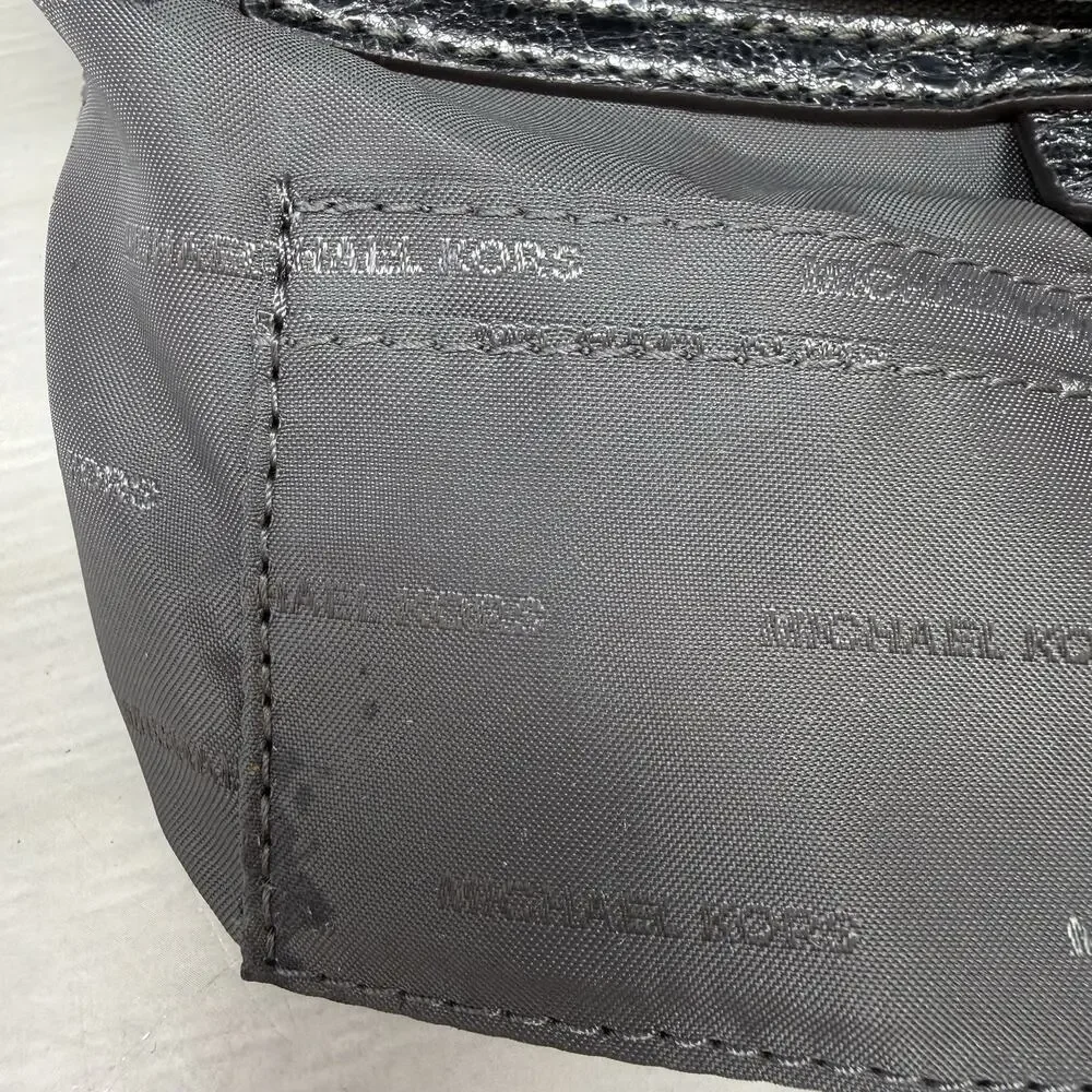 Michael Kors Quilted Sloan Metallic Silver Shoulder Bag Chain Strap